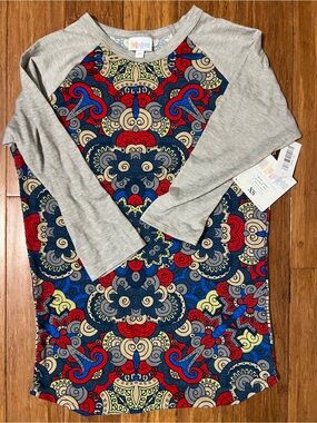 LuLaRoe Randy with Multicolor Logo and Gray Trim